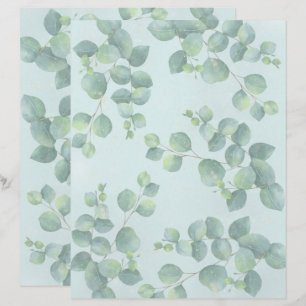 Green Leaves on Pale Green Background Craft Paper
