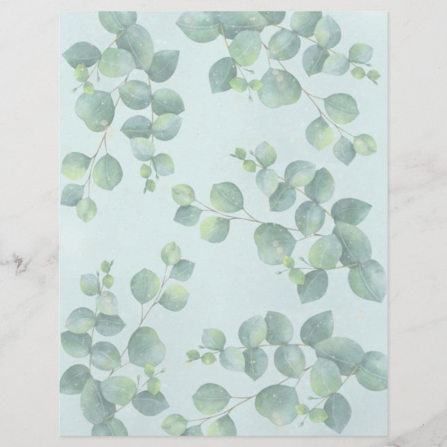Green Leaves on Pale Green Background Craft Paper (Front)