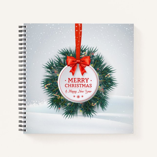 Green Leaves Ornament Christmas | Notebook (Front)