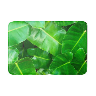 Green leaves Palm Leaf tropical foliage jungle Bath Mat