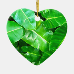 Green leaves Palm Leaf tropical foliage jungle  Ceramic Ornament