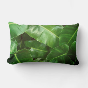 Green leaves Palm Leaf tropical foliage jungle Lumbar Pillow