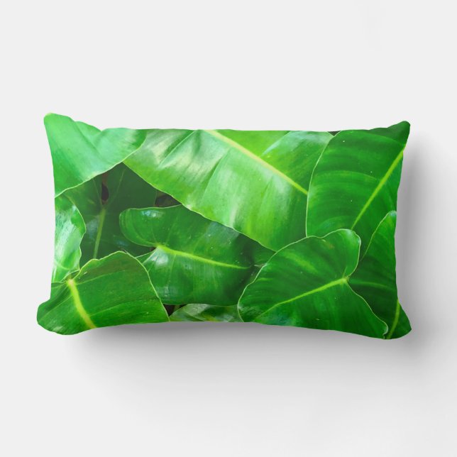 Green leaves Palm Leaf tropical foliage jungle  Lumbar Pillow (Front)