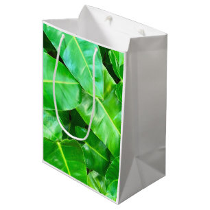 Green leaves Palm Leaf tropical foliage jungle  Medium Gift Bag