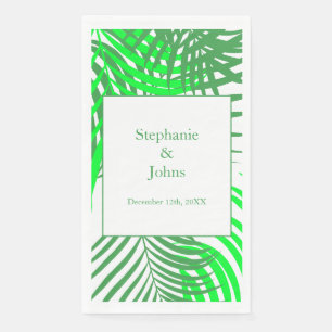 Green Leaves Palm Tree Art Elegant Wedding Napkin