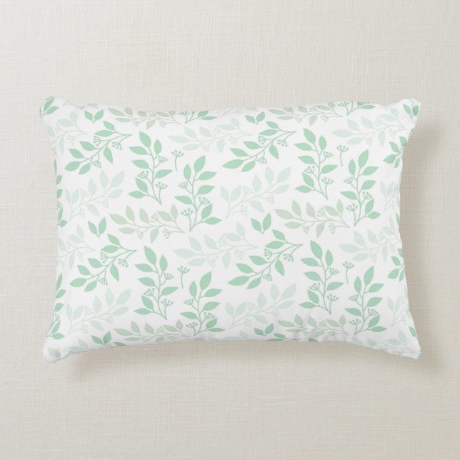 Green Leaves pattern Accent Pillow (Front)