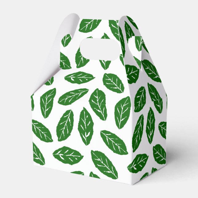 Green Leaves Pattern Favor Box (Front Side)
