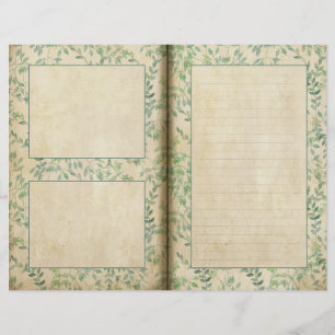 Green Leaves Pattern Journal Page