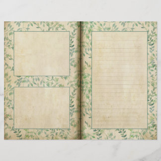 Green Leaves Pattern Journal Page