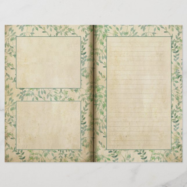 Green Leaves Pattern Journal Page (Front)