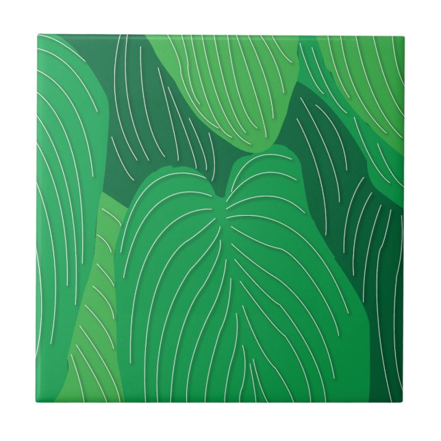Green Leaves Pattern  Tile (Front)