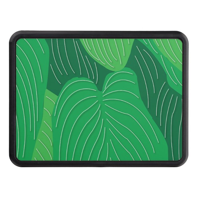 Green Leaves Pattern  Trailer Hitch Cover (Front)