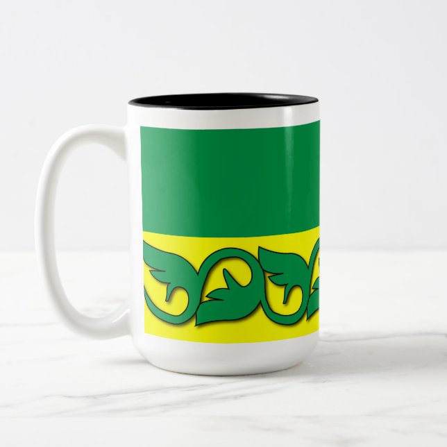  Green leaves patterns Two-Tone Coffee Mug (Left)