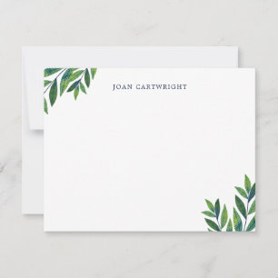 Green Leaves Personalized Stationery Card