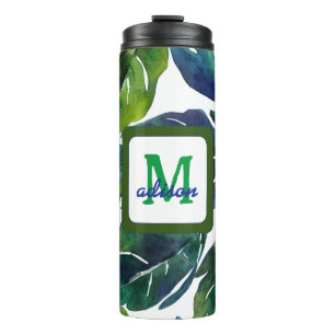 Green Leaves Philodendron Foliage Botanical Thermal Tumbler