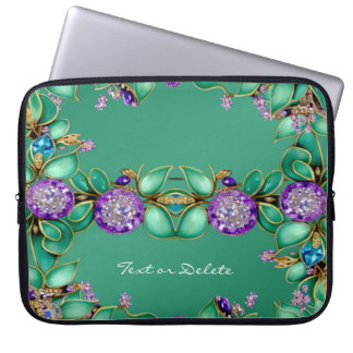 Green Leaves Purple Gemstones Laptop Sleeve