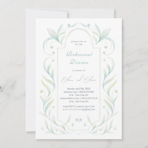 Green Leaves Rehearsal Dinner Invitation