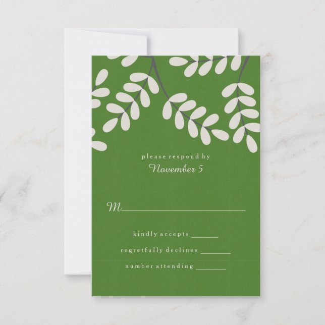 Green Leaves RSVP Cards (Front)
