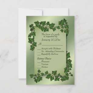 Green Leaves RSVP w Entree Choices Card