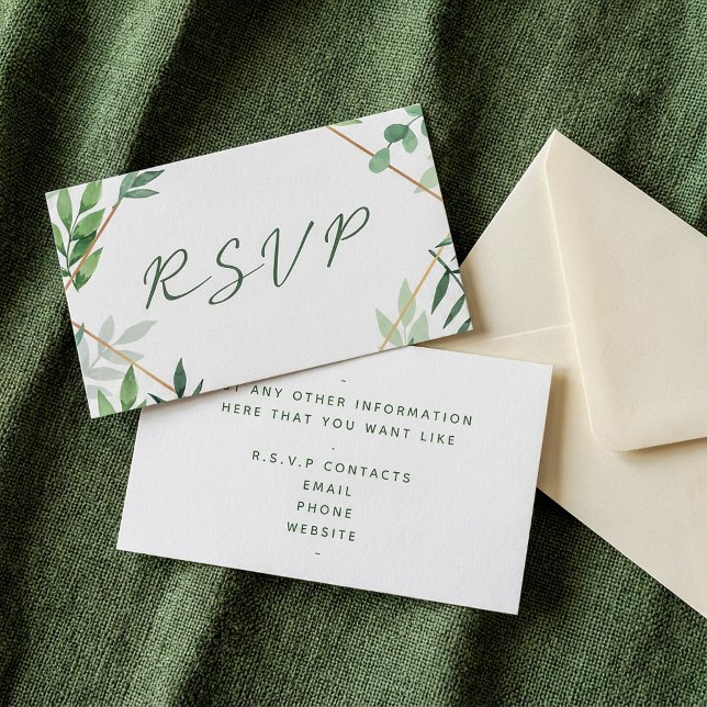 Green leaves, RSVP wedding Enclosure Card (Green leaves, RSVP wedding Enclosure Card.)