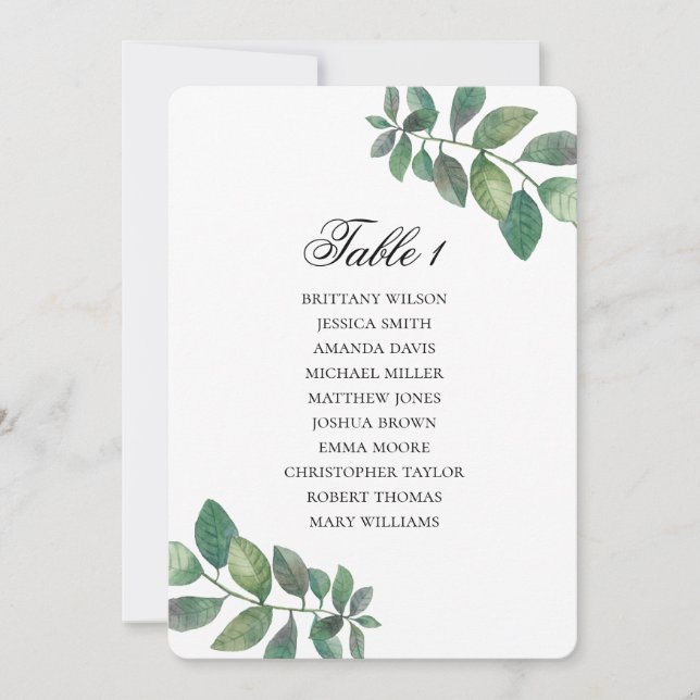 Green leaves seating chart. Garden wedding plan Invitation (Front)