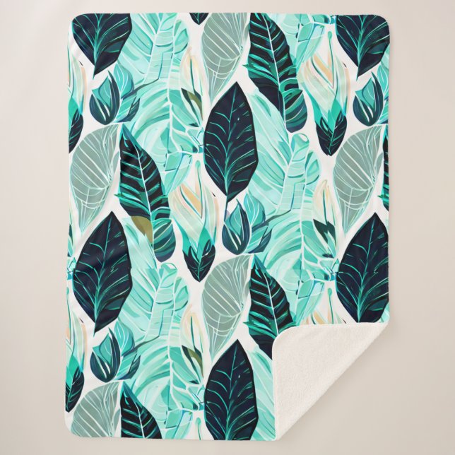  green leaves sherpa blanket (Front)