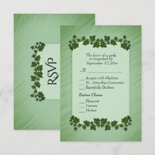 Green Leaves Shimmer RSVP w Menu