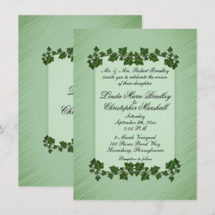 Green Leaves Shimmer Wedding Invitation