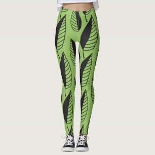 green leaves spring summer leggings