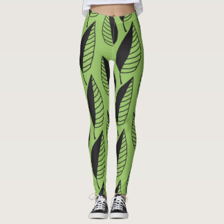green leaves spring summer leggings