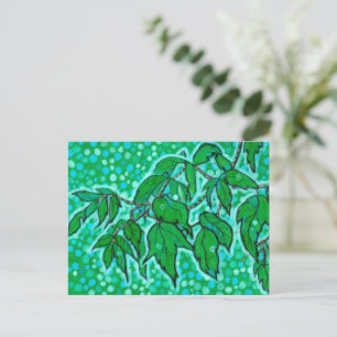 Green Leaves Summer Nature Floral Art Sketch Postcard