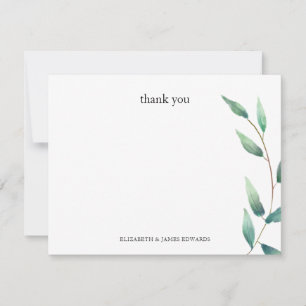 Green Leaves Thank You Couple Personalized Card