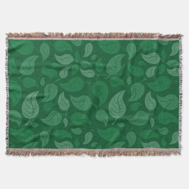 Green leaves throw blanket (Front)