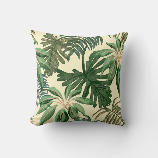 Green leaves throw pillow (Front)