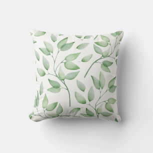 Green Leaves Throw Pillow