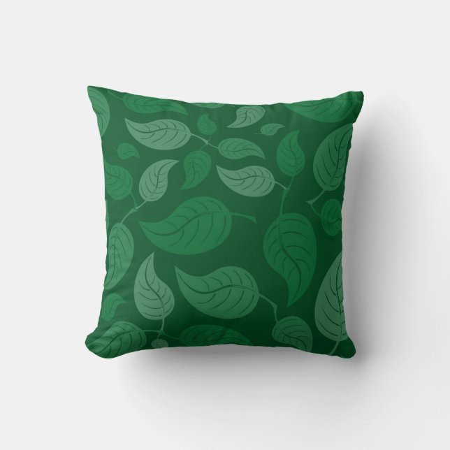 Green leaves throw pillow (Front)