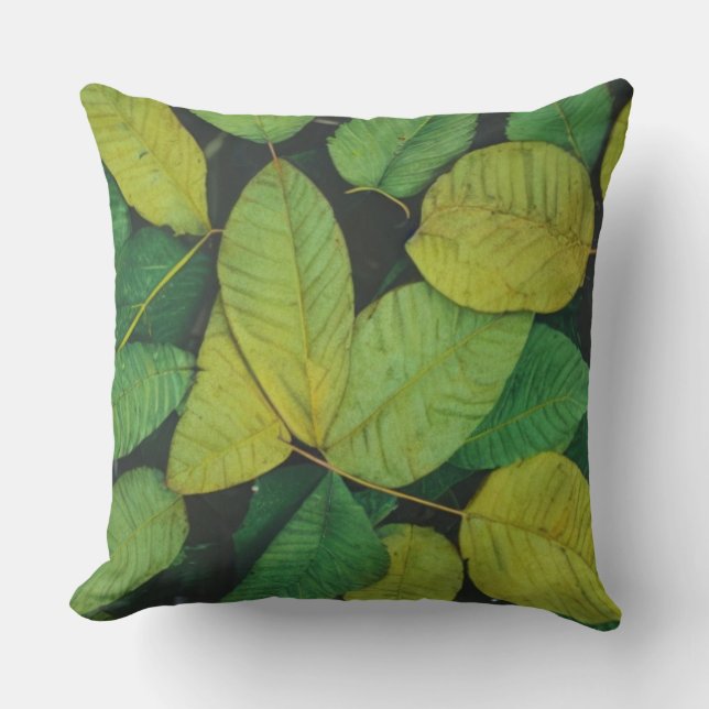 Green Leaves  Throw Pillow (Front)