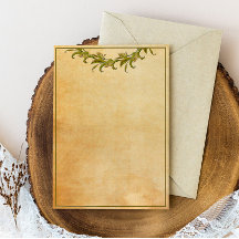 Green Leaves Vintage Style Stationery Paper