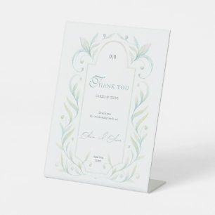 Green Leaves Wedding Cards & Gifts Pedestal Sign