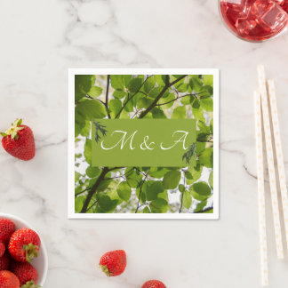 Green Leaves Wedding Cocktail Napkins