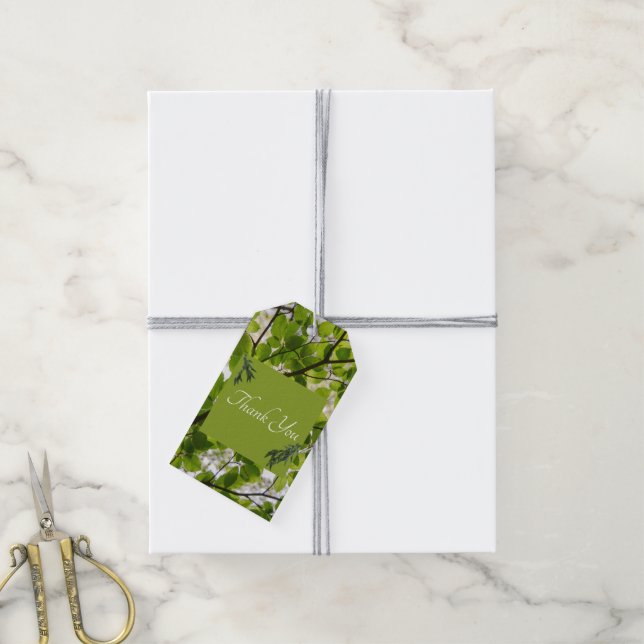 Green Leaves Wedding Gift Tag (With Twine)