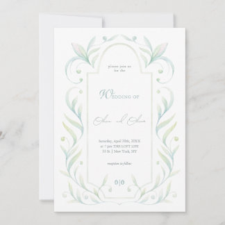 Green Leaves Wedding Invitation