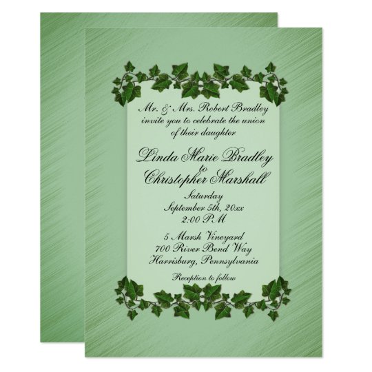 Green Leaves Wedding Invitation: 4.25" x 5.5" Invitation