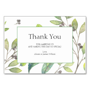 Green leaves wedding thank you card
