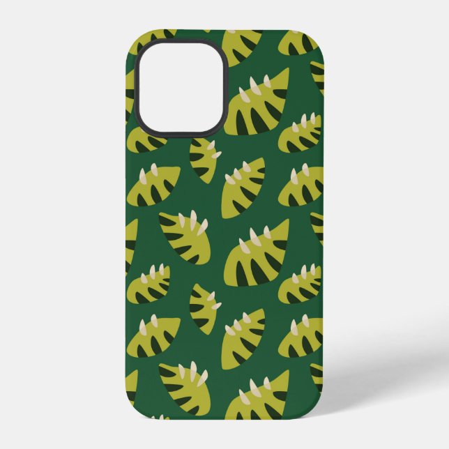 Green Leaves With Claws Abstract Geometric Pattern iPhone Case (Back)