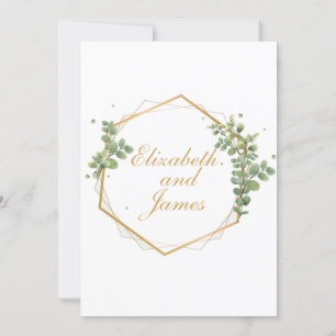 green leaves with gold border invitation