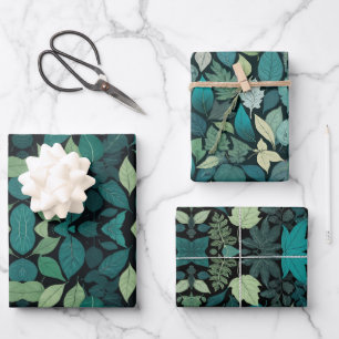 Green leaves wrapping paper sheet