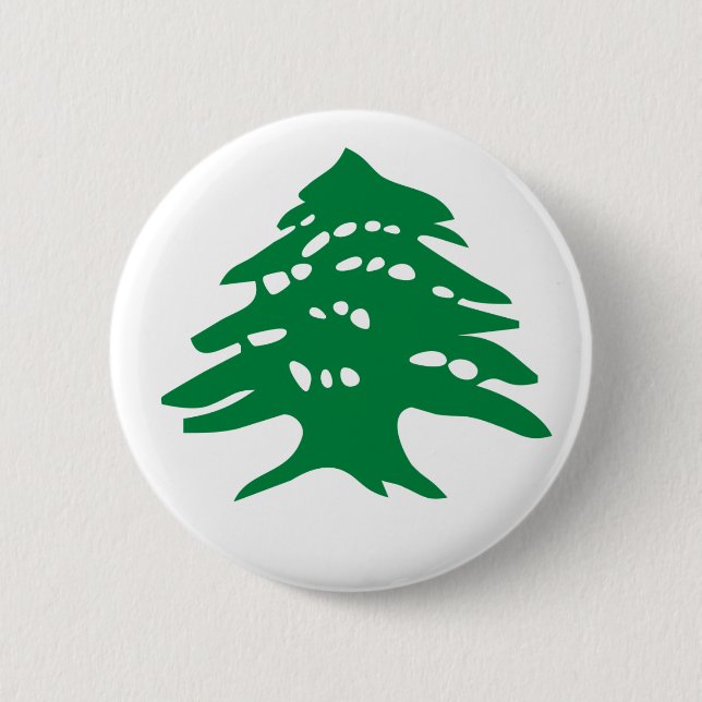 Green Lebanon Cedar Tree 2 Inch Round Button (Front)