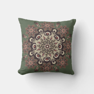 Green/ Lemon Chiffon Reversible Mandala Pillow