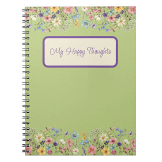 Green Lemon Floral Personalized Notebook